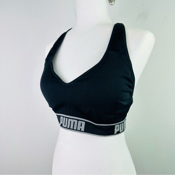 Puma Logo Sports Bra Cross-back Adjustable Straps Size Large - Picture 3 of 6